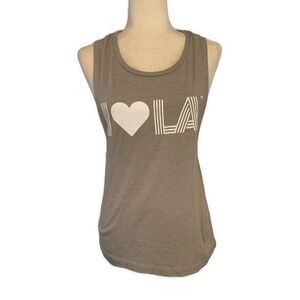 Nicole Sassaman Beverly Hills I Love Los Angeles LA Taupe Gray White Tank Top M